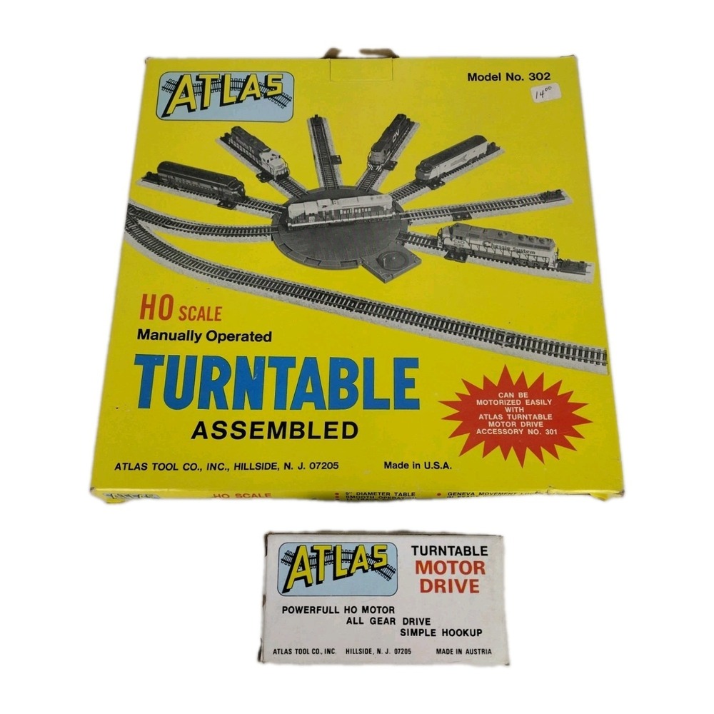 HO Scale Atlas Manually Operated Turntable #302 & Motor Drive #301